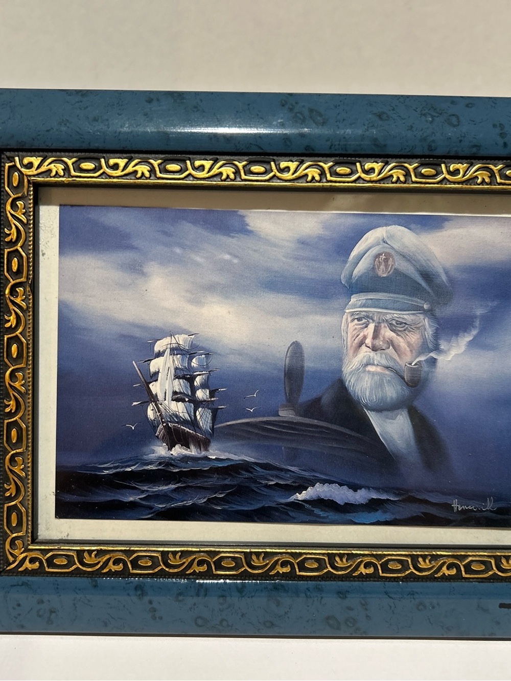 Framed Blue Nautical Captain Art Print